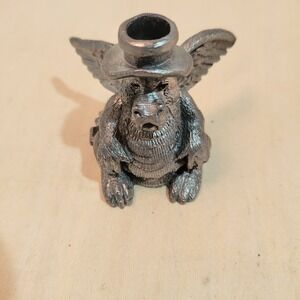 Handcrafted Pewter Dragon Winged Creature Top Hat Figurine USA Made‎